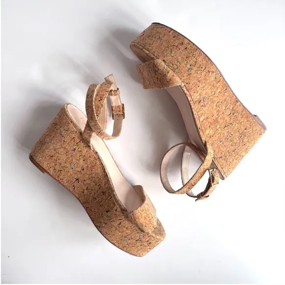 RAYE Olly Cork Platform Wedges Size 7.5