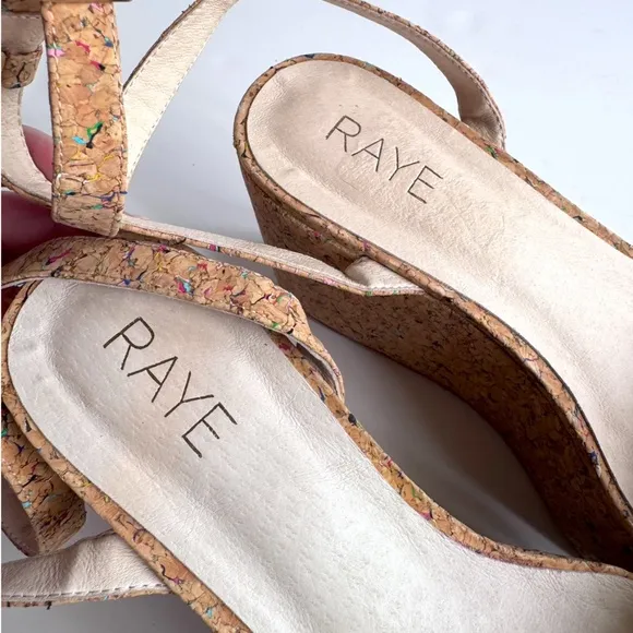 RAYE Olly Cork Platform Wedges Size 7.5
