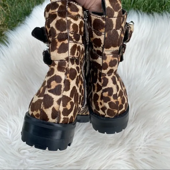 Rebecca Minkoff Cheetah Calf Hair Combat Boots 6