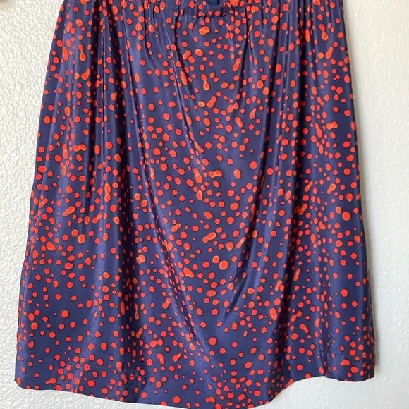 Rebecca Minkoff Sunny Dress Blue with Red Polka Dots Cutout Back 100% Silk
