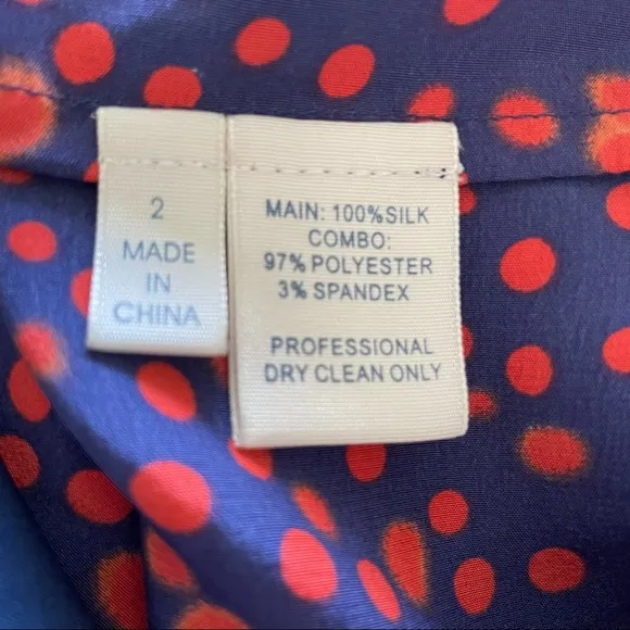 Rebecca Minkoff Sunny Dress Blue with Red Polka Dots Cutout Back 100% Silk
