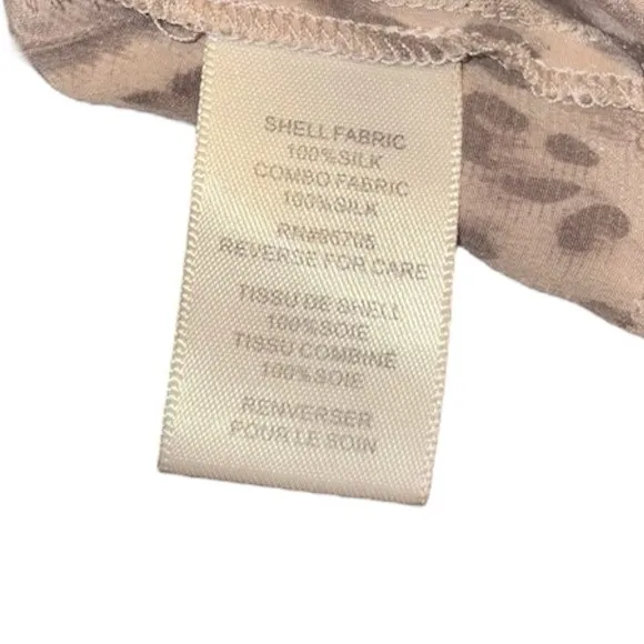 Rebecca Taylor Meow Tunic Dress Tan Beige Leopard Animal Print 100% Silk Dress
