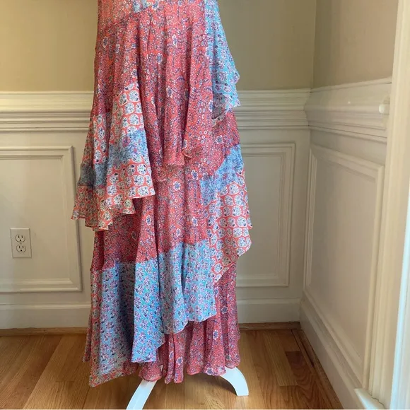 REBECCA TAYLOR Silk Floral Tier Maxi Midi Dress