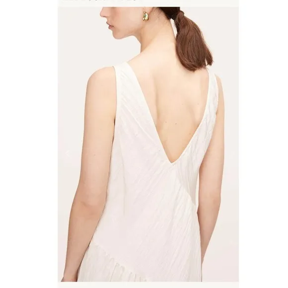 REBECCA TAYLOR Tiered Crinkle Sleeveless silhouette V Back  Maxi Dress Small NEW