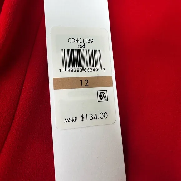 ❤️Red CALVIN KLEIN Bow-Trim Boat-Neck Sheath Dress - Size 12