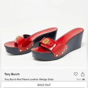 Red Patent Calf Tory Burch wedges New in Box 9.5 Rare