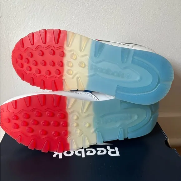 Reebok Classic Leather Junior Popsicle Firecracker Bomb Pop Running Shoes Size 6