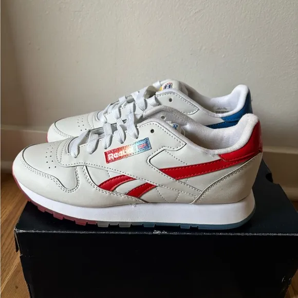 Reebok Classic Leather Junior Popsicle Firecracker Bomb Pop Running Shoes Size 6