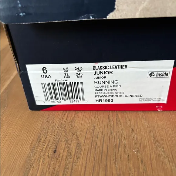Reebok Classic Leather Junior Popsicle Firecracker Bomb Pop Running Shoes Size 6