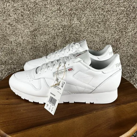 Reebok Classic Leather Men's Size 12 Shoes White Pure Grey Sneakers 100008492