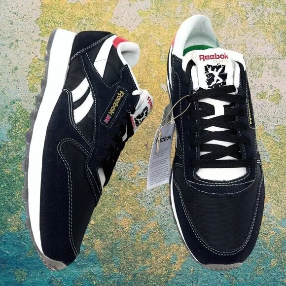 Reebok Men’s Classic Leather Shoes Sz(12)‎ Blk/Wht/Red HQ4145 NIB