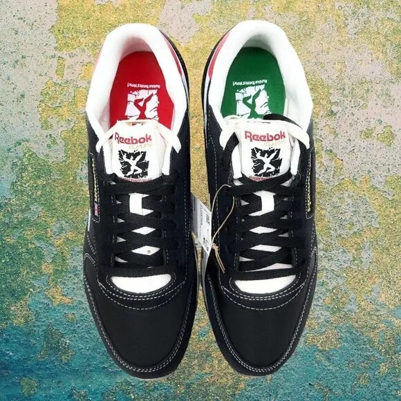 Reebok Men’s Classic Leather Shoes Sz(12)‎ Blk/Wht/Red HQ4145 NIB