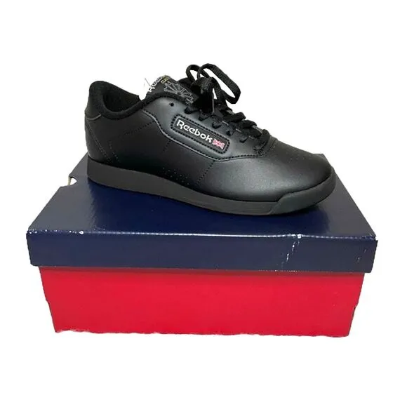 Reebok Princess Sneakers Classic Lace Up Comfort Shoes Black Women 7 NEW