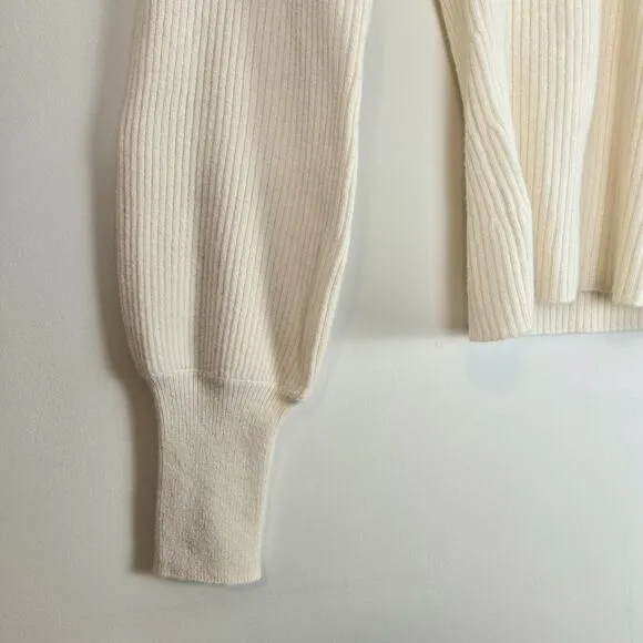 Reformation Hart Wide Neck Balloon Sleeve Cashmere Sweater Cream White Womens S