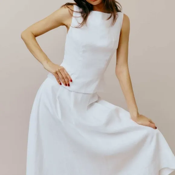 Reformation Moya Linen Top And Skirt Two Piece