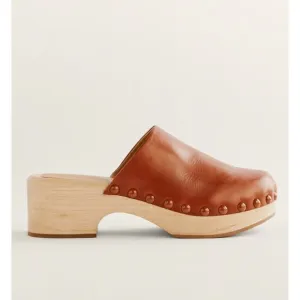 Reformation Rayna Brown Leather Closed Toe Clog Mule Wedges Size 8