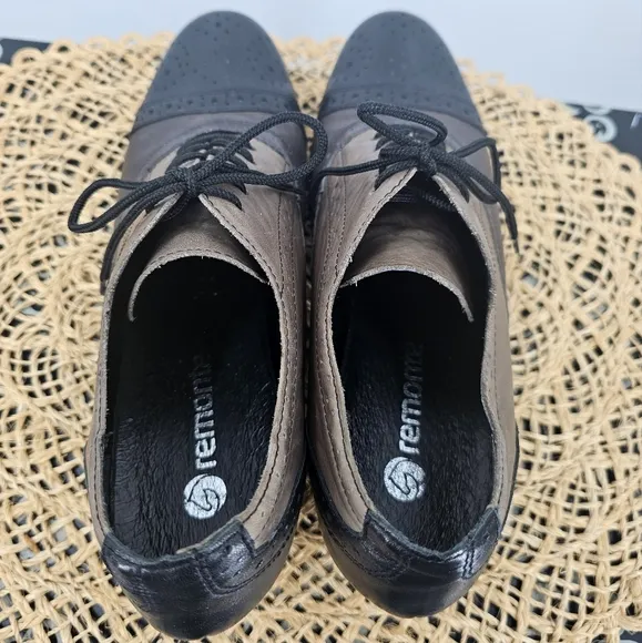 Remonte Black Brown Oxford Heeled Shoes Size 41