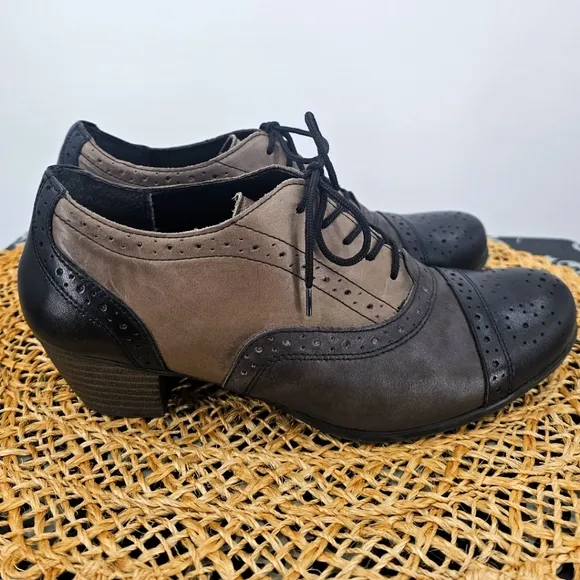 Remonte Black Brown Oxford Heeled Shoes Size 41