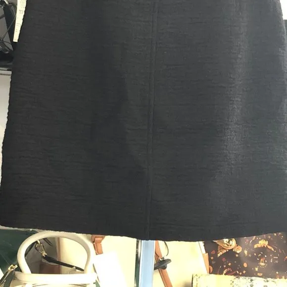 RENE LEZARD Black Wool A-Line Belted Skirt