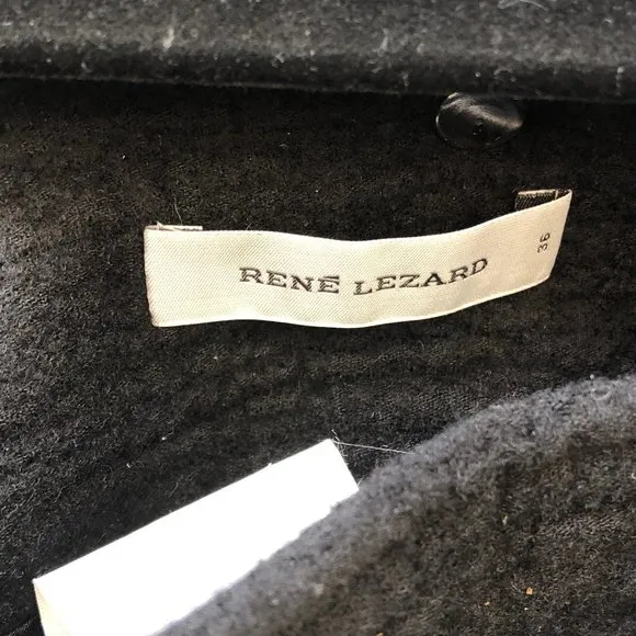 RENE LEZARD Black Wool A-Line Belted Skirt