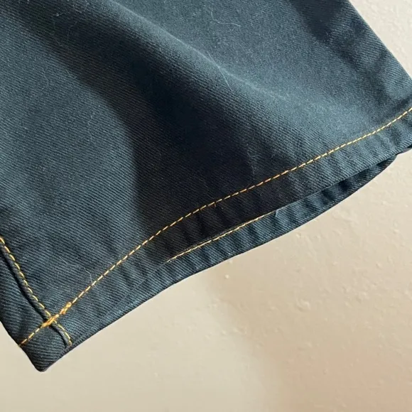 Replay Men Jean Size 34 Denim Blue Button Fly Straight Leg Orange Dark Wash