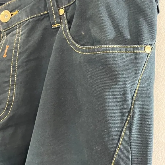 Replay Men Jean Size 34 Denim Blue Button Fly Straight Leg Orange Dark Wash