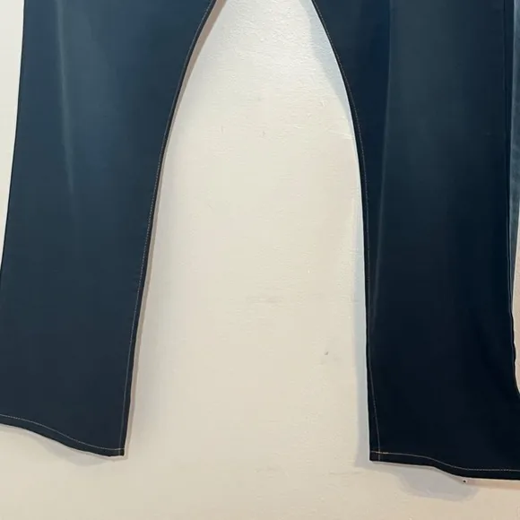 Replay Men Jean Size 34 Denim Blue Button Fly Straight Leg Orange Dark Wash