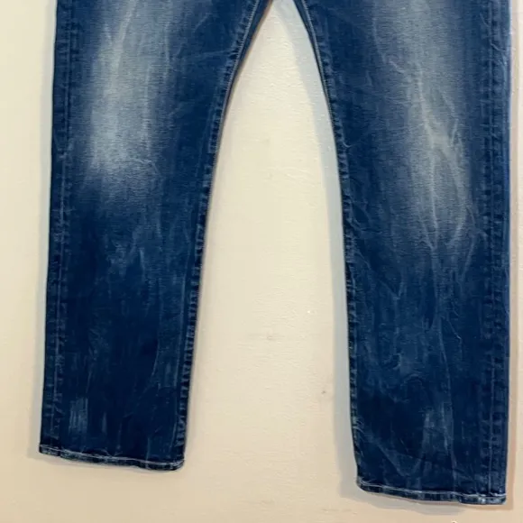 Replay Men Jeans Size 36 Blue Med Wash Faded Straight Wide Leg Waitom Luxe