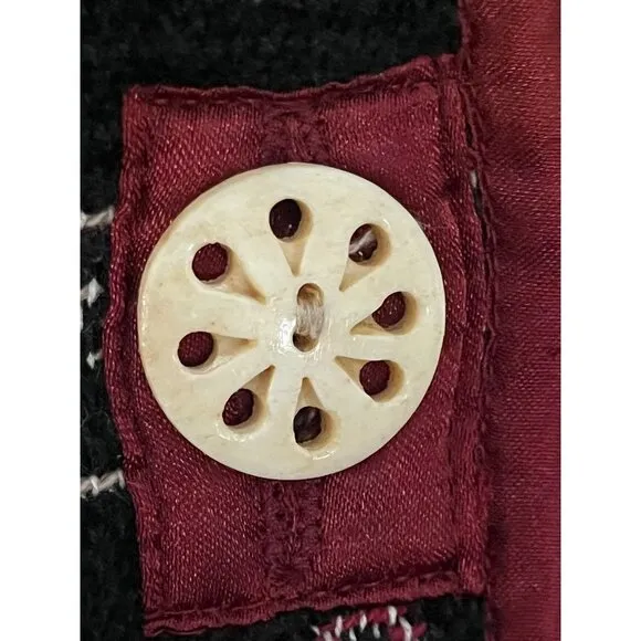 Retro Jacket Women M Red Button Tapestry Floral Retro Vtg Blazer Beaded Office