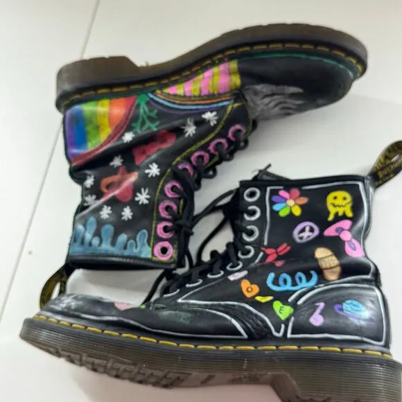 Reworked Decorated Doc Martens Airwalk EU 38 Women’s 7 Combat Boots