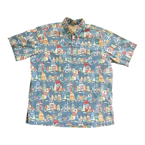 Reyn Spooner Hawaiian Aloha Shirt 50th Anniversary Nautica Sail Boat Size XXL