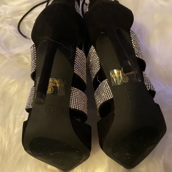 Rhinestone Lace Up Booties