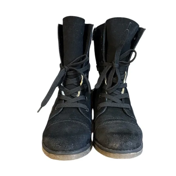Rieker Black and Gray Combat Moto Boots with Lace-Up and Zipper Women’s Size 6.5