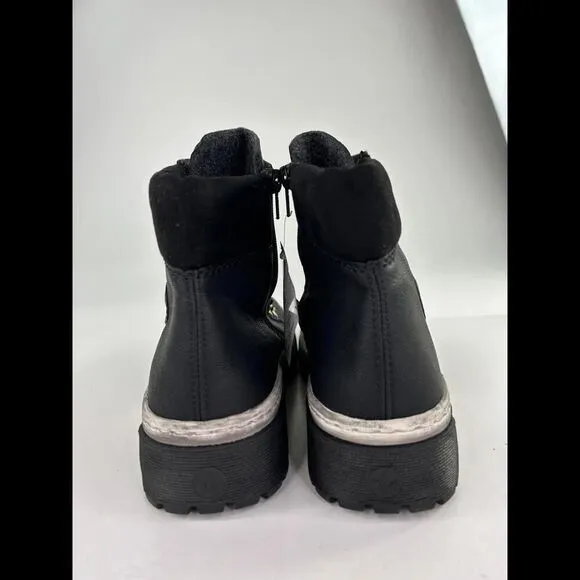 Rieker Women's Black Lace-Up Ankle Boots US 9-9.5 Warm Lining Combat Boot Eur 40