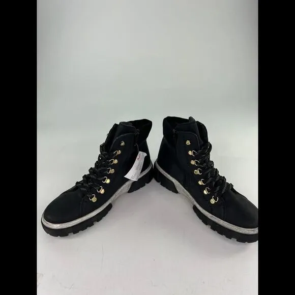 Rieker Women's Black Lace-Up Ankle Boots US 9-9.5 Warm Lining Combat Boot Eur 40