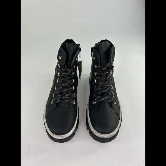 Rieker Women's Black Lace-Up Ankle Boots US 9-9.5 Warm Lining Combat Boot Eur 40