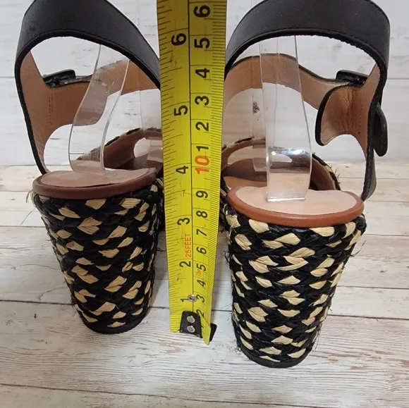 ROBERT CLERGERIE DISON WEDGES Black raffia FR Size 41.5