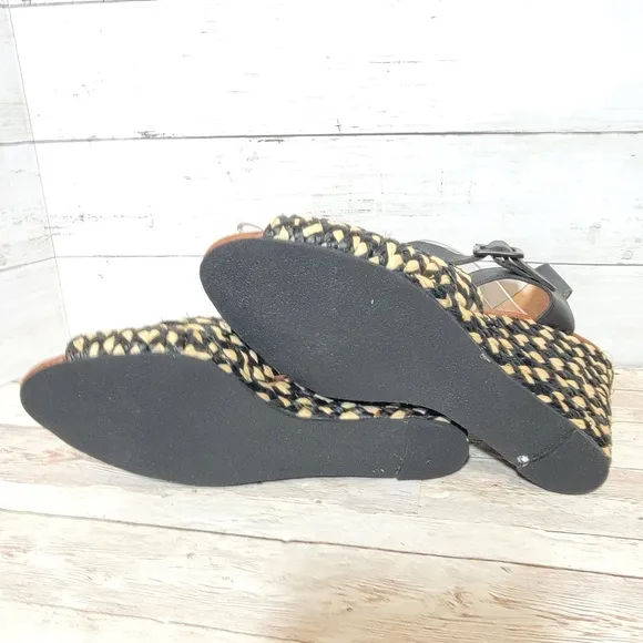 ROBERT CLERGERIE DISON WEDGES Black raffia FR Size 41.5