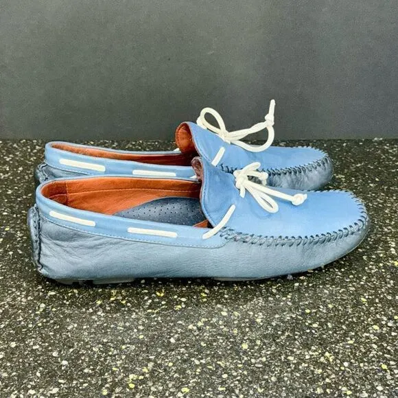 Robert Zur Two Tone Blue Glove Leather Driving Moccasins. Size 10M.