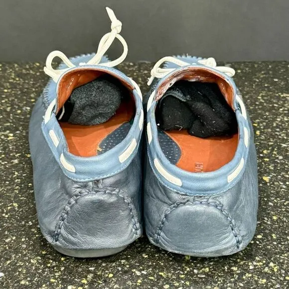 Robert Zur Two Tone Blue Glove Leather Driving Moccasins. Size 10M.