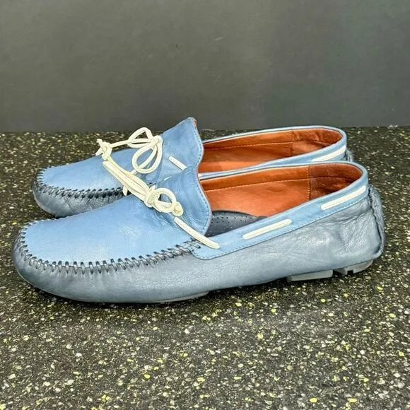 Robert Zur Two Tone Blue Glove Leather Driving Moccasins. Size 10M.
