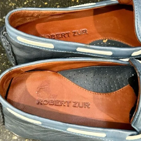 Robert Zur Two Tone Blue Glove Leather Driving Moccasins. Size 10M.