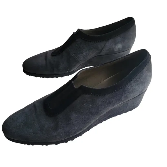 Roberto Botticelli Slate Grey/Black Suede Wedge Rubber Sole Size 40