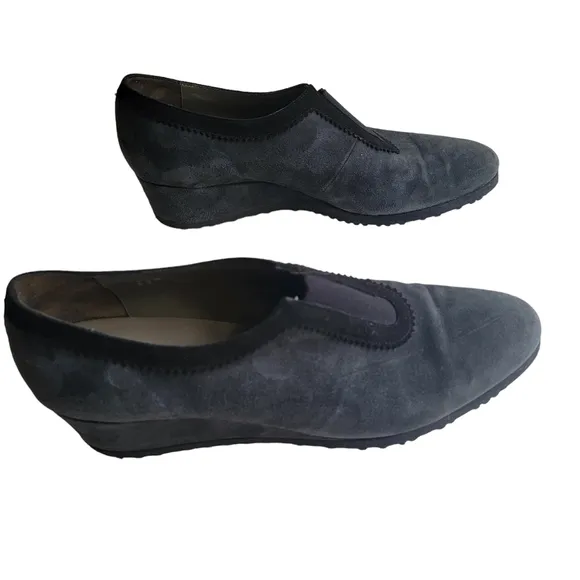 Roberto Botticelli Slate Grey/Black Suede Wedge Rubber Sole Size 40