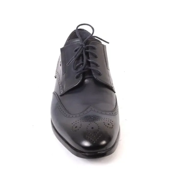 ROBERTO SERPENTINI 15110 Blue Leather Lace-Up Classic Shoes