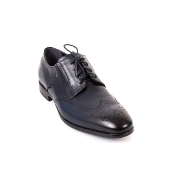 ROBERTO SERPENTINI 15110 Blue Leather Lace-Up Classic Shoes
