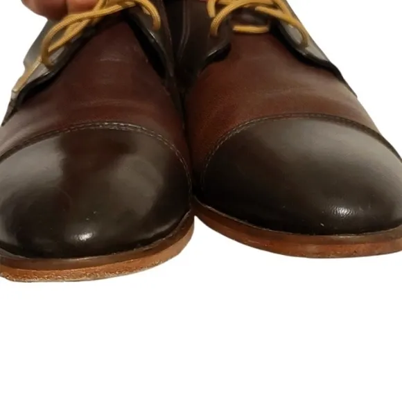 Roberts Mens Brown Oxford Capped All Leather shoes size 26.5
