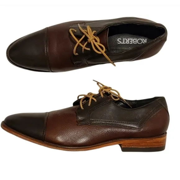 Roberts Mens Brown Oxford Capped All Leather shoes size 26.5