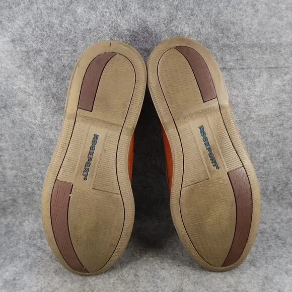 Rockport Boat Shoes Mens 13 Casual Leather Moc Lace Up Brown Classic Lifestyle