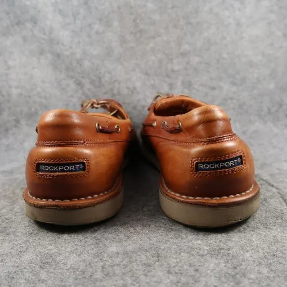 Rockport Boat Shoes Mens 13 Casual Leather Moc Lace Up Brown Classic Lifestyle